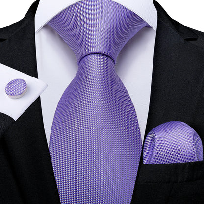 Men's Ties Solid Pink Blue Green Purple Wedding Party Accessories Groom Necktie Handkerchief Cufflinks Gift for Husband