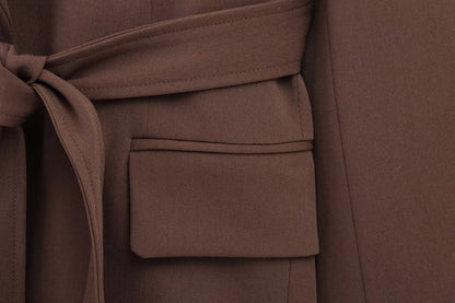 KONDALA Office Lady Casual Chic Solid Women Suit Single Button Sashes Loose Blazer Zipper Pants Fashion 2025 Autumn Winter Sets
