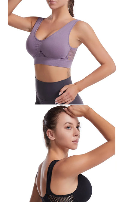 S-7XL Plus Size Grid Air Holes Bra sports without underwire Women's Underwear Shock-proof Yoga Running Brassiere Hollow out Vest