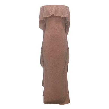 Women's Evening Party Dress Elegant Ladies Fashion Maxi Dress with Cloak Short Sleeve Sling Sequined Bodycon Dresses Vestidos XL