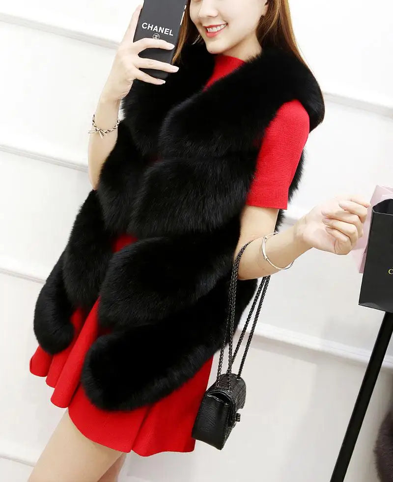 2022 New Fashion Faux Fur Coat Winter Coat Women Waist Fur Gilet Women's Jacket Vest For Ladies