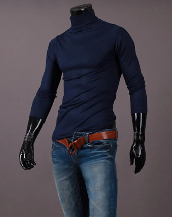 Thermal Underwear Tops Men Winter Clothes Thermal Shirt Autumn Men's Winter Tights High Neck Thin Slim Fit Long Sleeve T-shirt