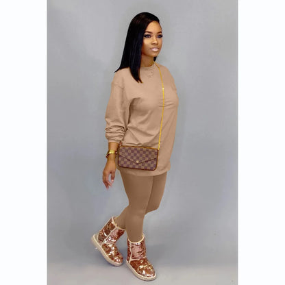 two piece set women 2 piece set stacked leggings clothes for women outfits stacked pants tracksuit female fall clothes 2024