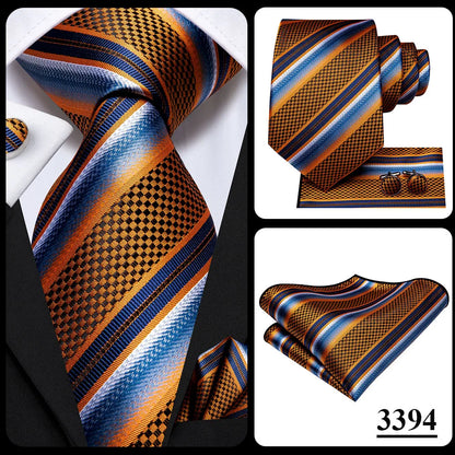 Hi-Tie Psialey Black Gold Silk Elegant Tie For Men Groom Wedding Men Necktie Pocket Square Cufflink Accessory Wholesale Designer