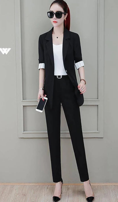 Two Piece Set Pants for Women Professional Trouser Suit Blazer and Womens 2 Pant Sets Top Outfit Wear To Work Office Pink Classy