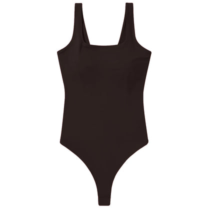Bodysuits Women Sexy Body Suit One-Piece Romper Solid Sexy Sleeveless Square Neck Padded Tank Tops Jumpsuit Streewear Ladies
