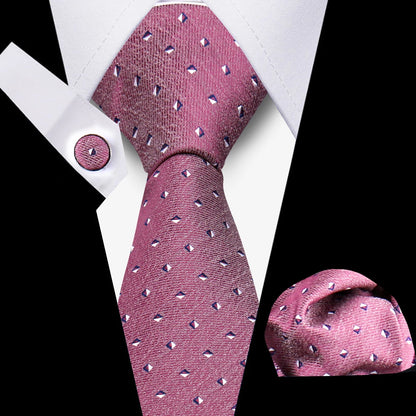 Tie For Men Classic Plaid Handkerchiefs Red Necktie Cufflinks For Men Blouse Business Wedding Accessories Women Collar Man Gift