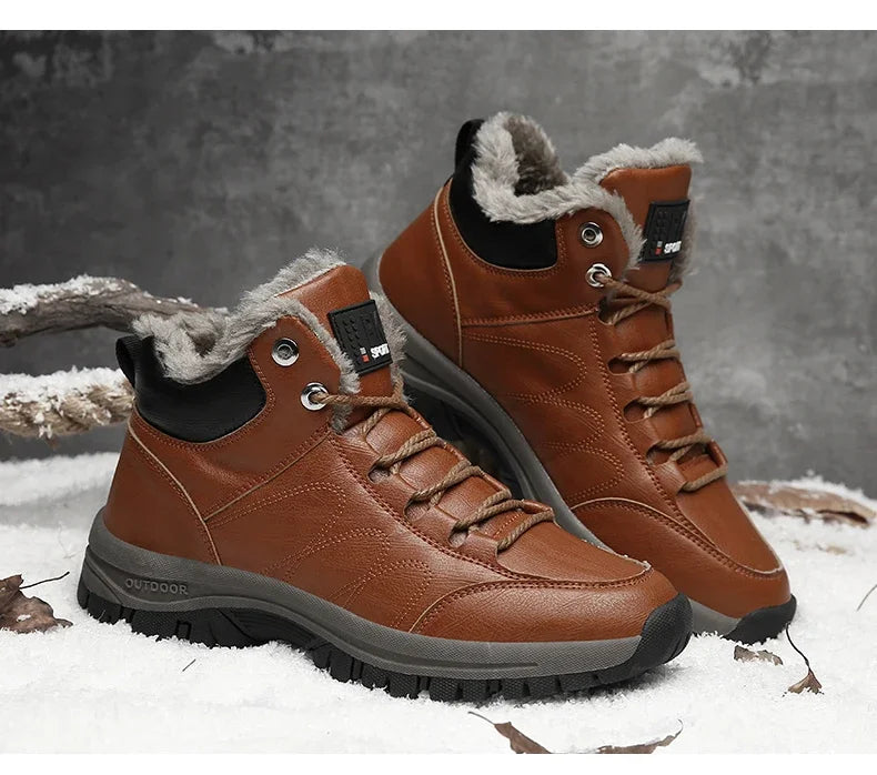 Winter Shoes for Men Boots Warm Plush Leather Snow Ankle Boots HIking Shoes Men Timberland Boots Men Big Size 48 Sneakers