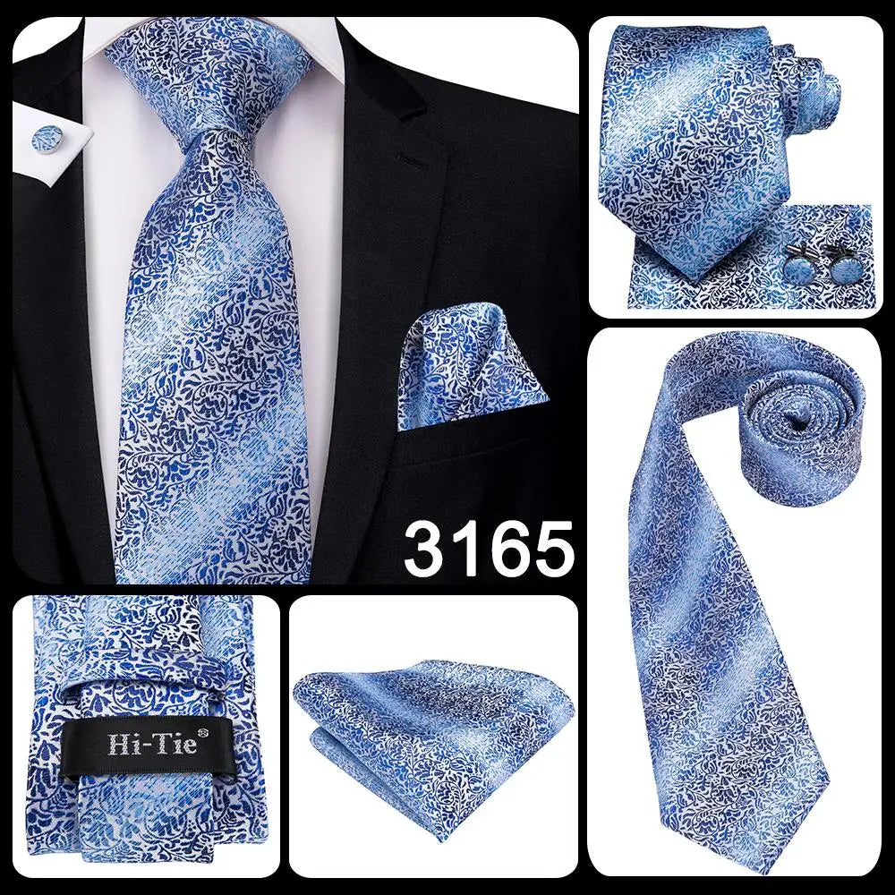 Hi-Tie 8.5cm Business Black Solid Paisley 100% Silk Men's Tie Neck Strip Ties for Men Formal Luxury Wedding Neckties Gravatas