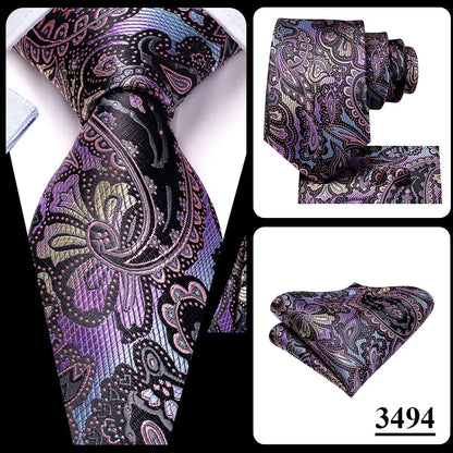 Hi-Tie Light Purple Solid Silk Wedding Tie For Men Quality Hanky Cufflink Gift Necktie Set Fashion Novelty Designer Dropshipping