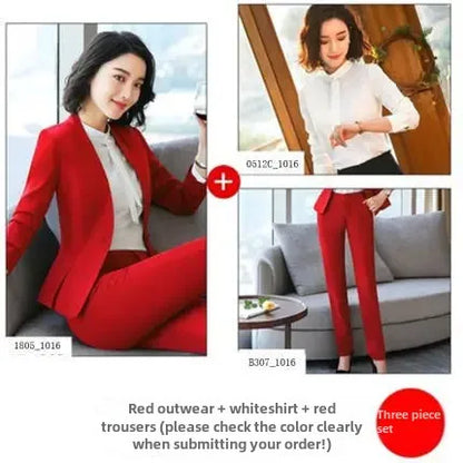 Elegant Red Western-style Suit Jacket For Women Fashionable Professional Attire For Hosting Events Job Interviews