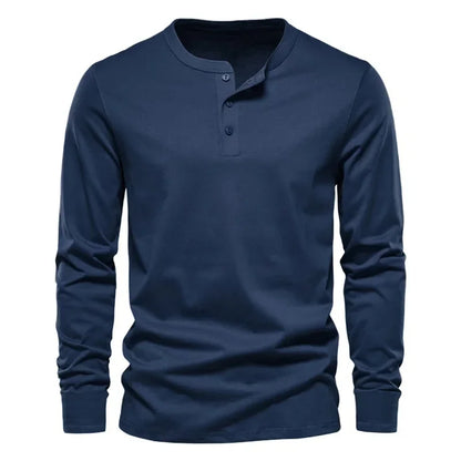 Cross-border Spring and Autumn Clothing European and American Men's T-Shirt Long-sleeved Men's Base Henry Shirt