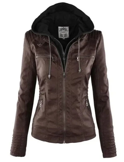 Faux Leather Jacket Women 2024 Basic Jacket Coat Female Winter Motorcycle Jacket PU Leather Zipper Hoodies Outerwear chaqueta