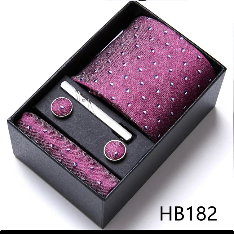 Top Quality 7.5 cm Business Ties Hanky Cufflink Set Tie Clips Green Necktie Corbatas For Men Wedding In Gift Box Gravatas