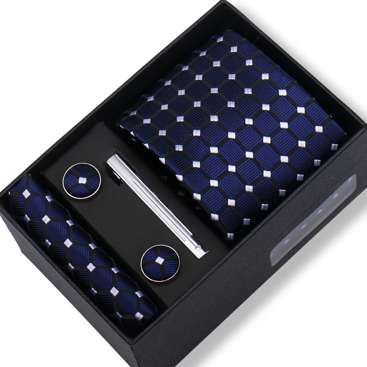 Ties Gift Box Brand Design Top Quality Jacquard Necktie Hanky Cufflink Set Tie Clip For Men Gravatas Business Wedding