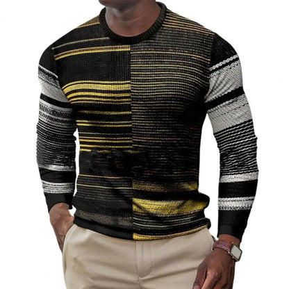 Practical Men Sport Shirts  Stylish Anti-deform Men Sweater  Patchwork Long Sleeve Pullover Sweater