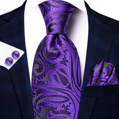 Hi-Tie Light Purple Solid Silk Wedding Tie For Men Quality Hanky Cufflink Gift Necktie Set Fashion Novelty Designer Dropshipping