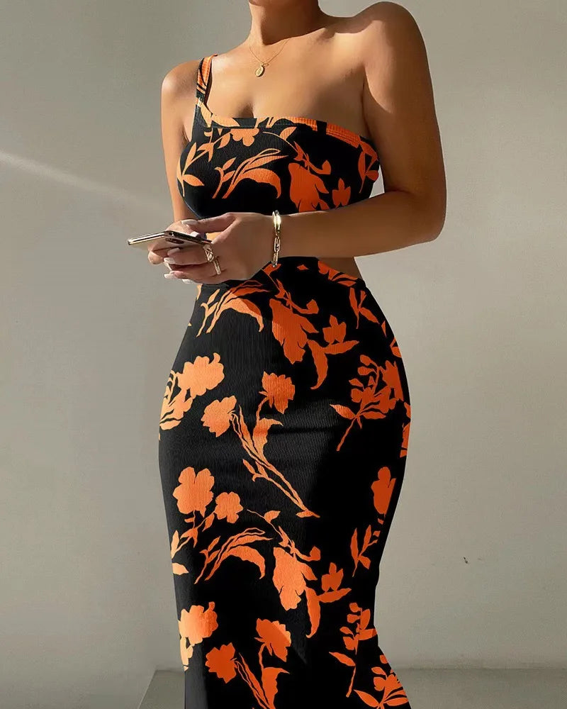 CM.YAYA Summer Women Sleeveless Strap O-neck Sexy 2024 Summer Long Evening Dress Knit Ribbon Night Club Party Maxi Dresses