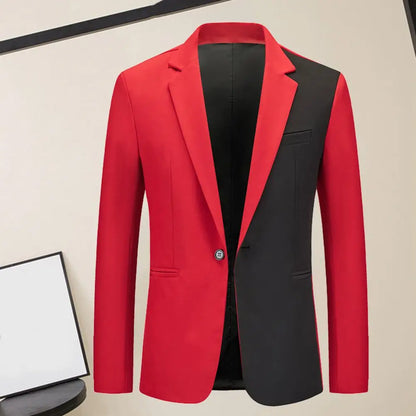 Men Coat Single Button Suit Jacket Formal Business Men's Suit Coat with Notch Lapel Single Button Closure Slim Fit Men Blazers