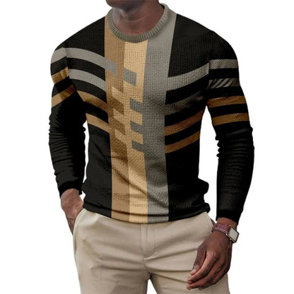 Practical Men Sport Shirts  Stylish Anti-deform Men Sweater  Patchwork Long Sleeve Pullover Sweater