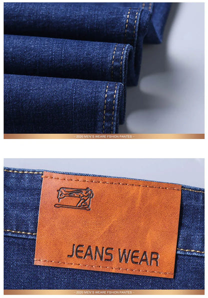 2024 NEW Men's Classic Style Casual Stretch Slim Jean Pants Male Brand Denim Trousers Black Blue Fashion Business Jeans