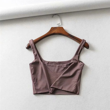 Hot Sale Summer Women Sexy Sleeveless Tops Fashion Short Square Collar Tank Tops 4 Colors