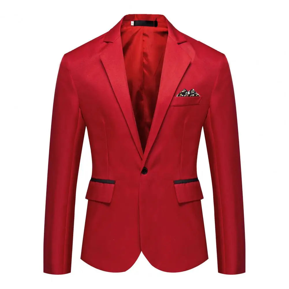 Men Suit Coat Formal Business Style Slim Fit Single Button Cardigan Lapel Long Sleeve Commute Office Groom Wedding Suit Jacket