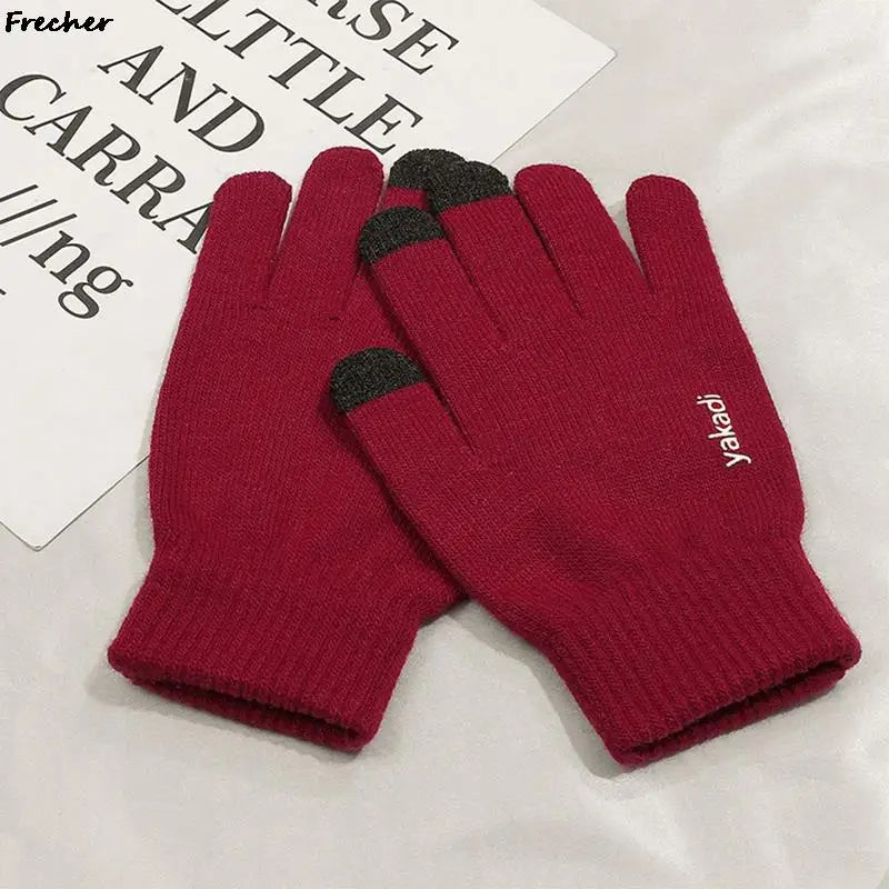 Touch Screen Winter Gloves Men Women Warm Cashmere Outdoor Cycling Driving Mittens Non-Slip Knitted Wool Gloves Stretch Luvas