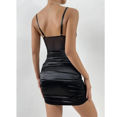 Sleeveless Dress for Woman New Summer 2024 Sexy Lace Pleated Flower Patterned Hip Wrap Skirt Y2k Slim Fit Dresses for Female