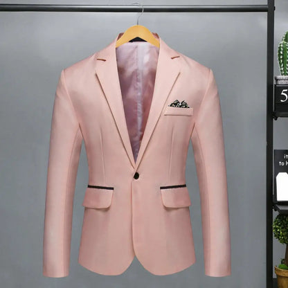 Men Suit Coat Formal Business Style Slim Fit Single Button Cardigan Lapel Long Sleeve Commute Office Groom Wedding Suit Jacket