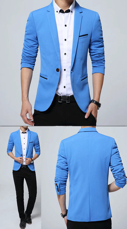 Men's Smart Casual Suit Blazers Slim Fit Sport Coat Fashion Formal Dress Groom Marriage Suit Coat Spring Autumn Outwear