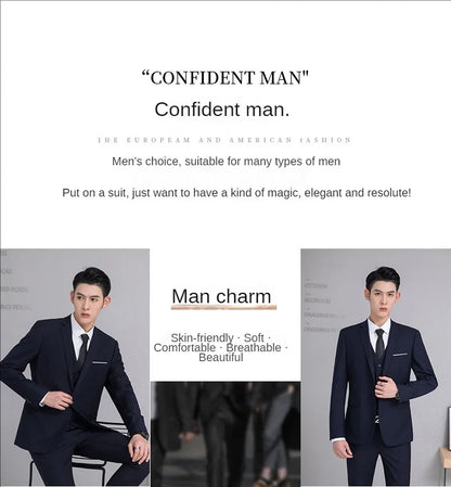 Suit For Men Elegant Wedding 3 Pieces 2 Sets Blazers Full Jackets Vest Pants Formal Fashion Luxury Coats 2025 Classic Costume