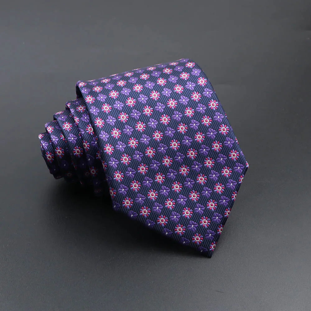 Men's Fashion Tie 8cm Blue Necktie Classic Plaid Striped Neck Tie Paisley Floral Neckties Daily Wear Cravat Wedding Party Gift