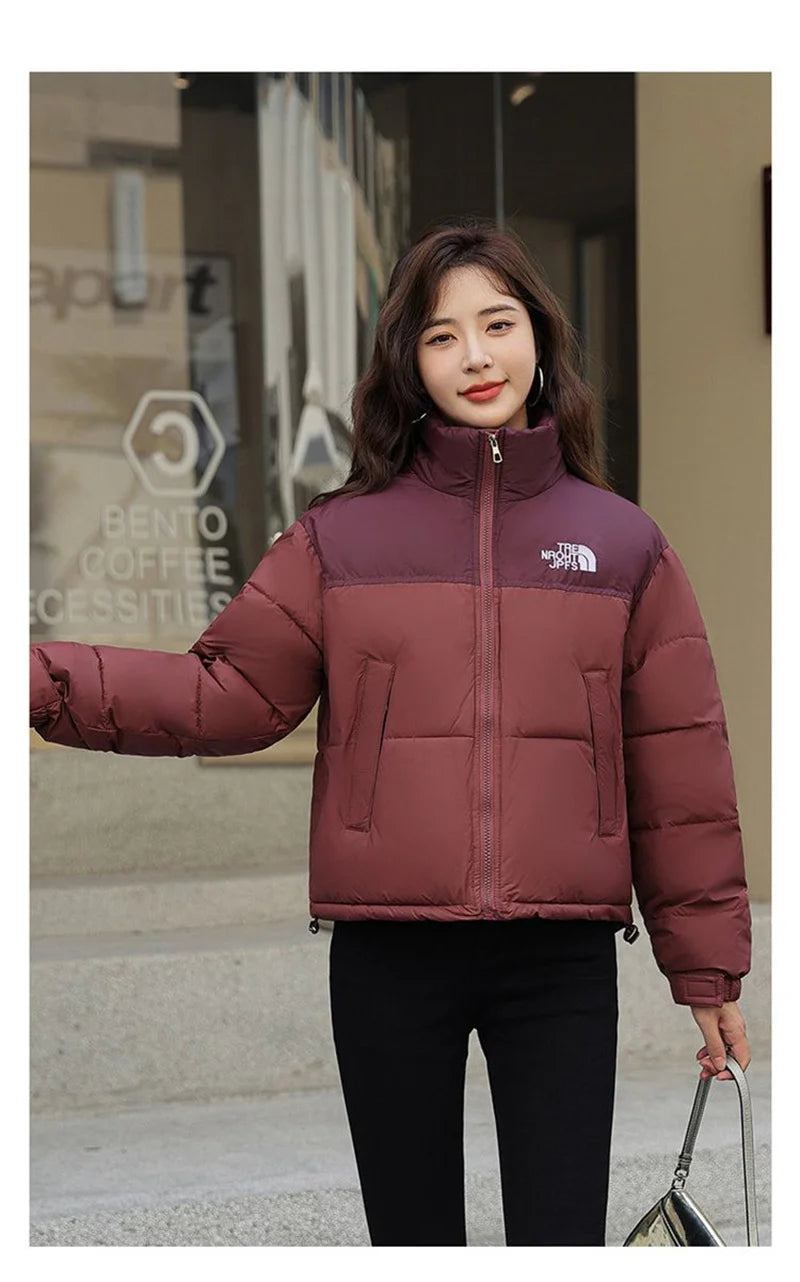 Winter Short Stitching Contrast Down Cotton-Padded Jacket Women's New 2023 Fashion Loose Padded Jacket Clothes Women Coat