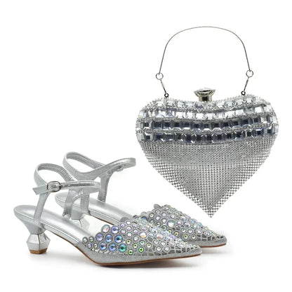 Hot Selling Pointed Toe Ladies Shoes Matching Bag Set for Nigeran Wedding Party Pumps Shoes for Women 2025 Designer Luxury