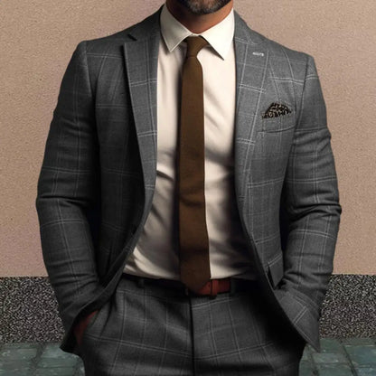 British Style Men Plaid Fashion High End Slim Wedding Banquet Slim Prom Tuxedo Classic British Style Mens Business coat 1 PC
