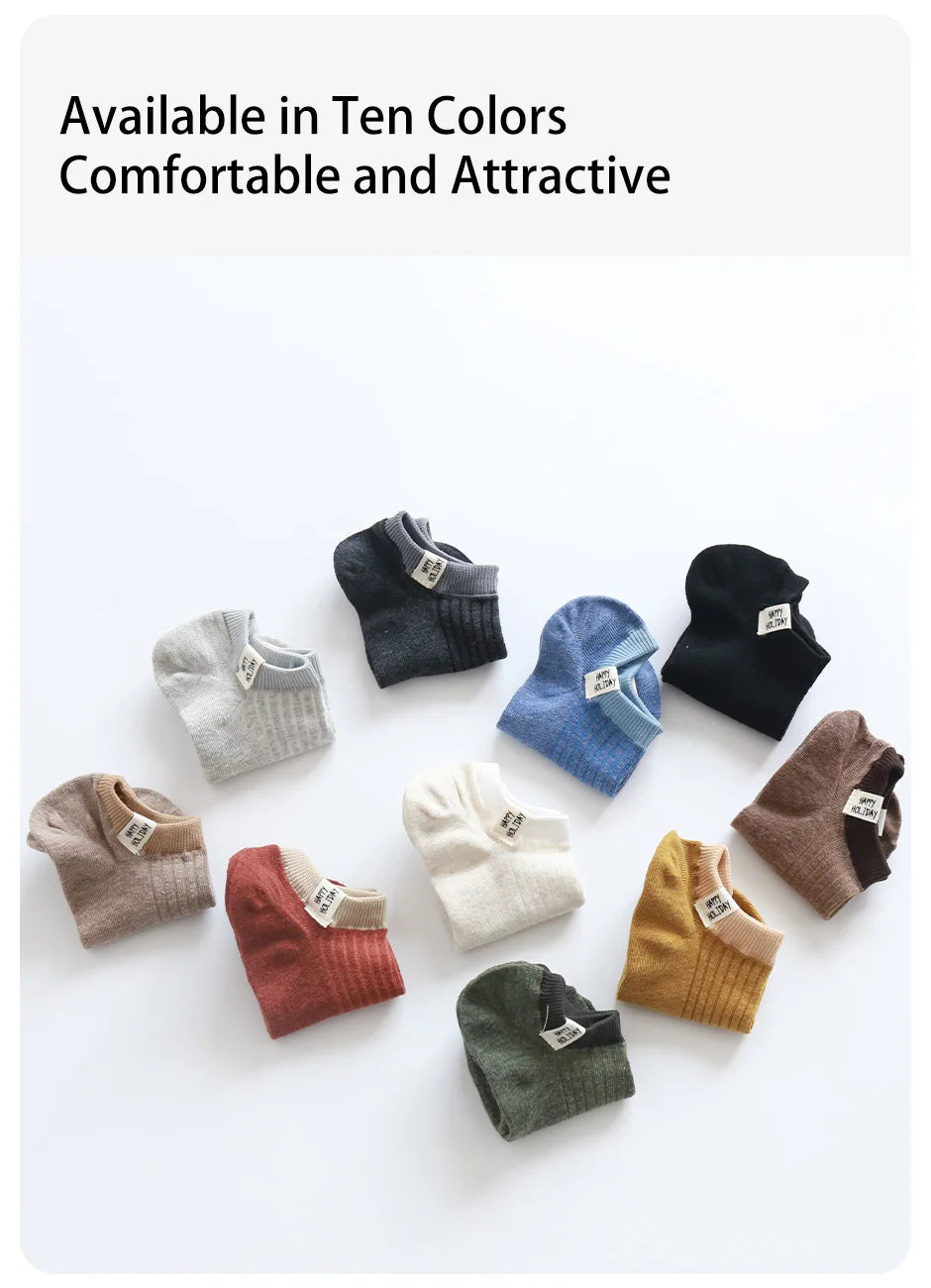 10 Pairs of Women Is Spring and Summer Letter Slogans Sweet Cute Fashionable and Comfortable College Style Fabric Label Socks