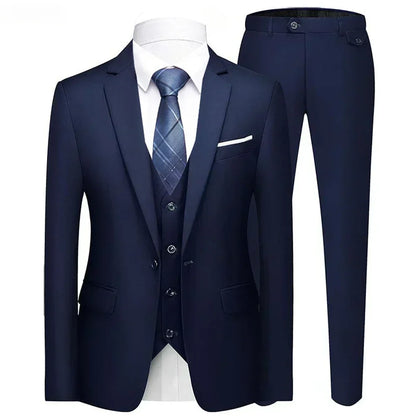 Suit For Men Elegant Wedding 3 Pieces 2 Sets Blazers Full Jackets Vest Pants Formal Fashion Luxury Coats 2025 Classic Costume