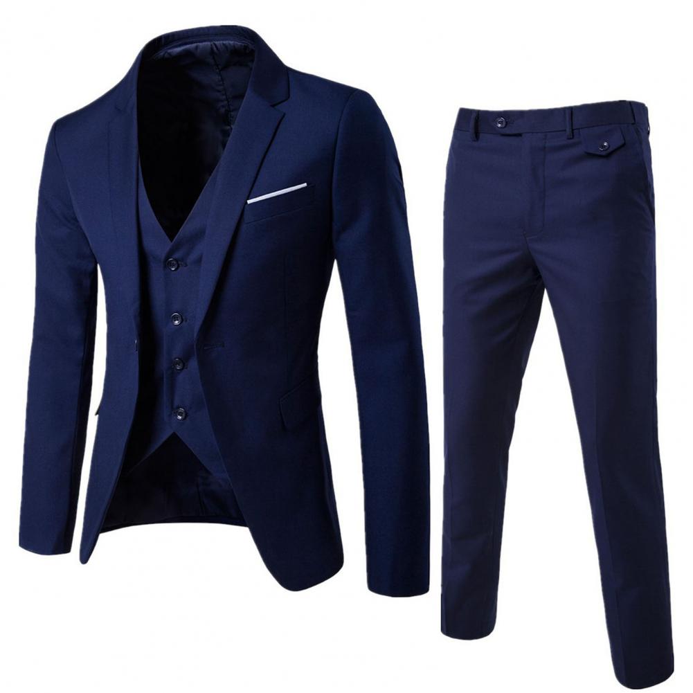 Luxury 2 piece men's wedding suit fashion men's slim solid color business office suit sets large size men Blazer+ pants