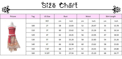 Moana Cosplay Costume Vaiana Adventure Summer Girls Beach Dresses Kids Chirismas Party Clothes With Wig Necklace