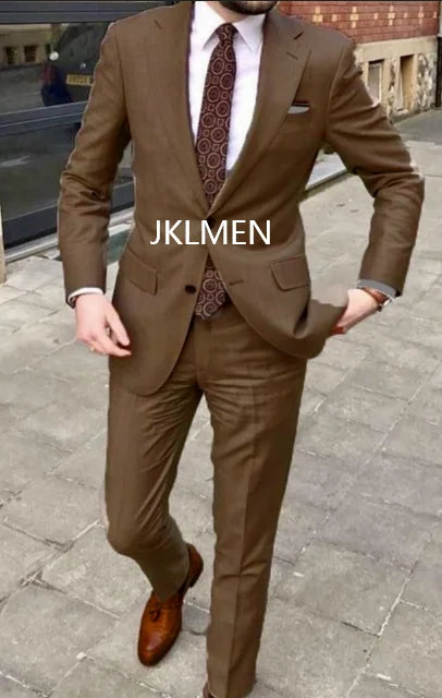 2023 Men's Suit   Handsome Casual 2 Piece Suit For Men Wedding Tuxedos Notched Lapel Groomsmen  Business  Prom Blazer