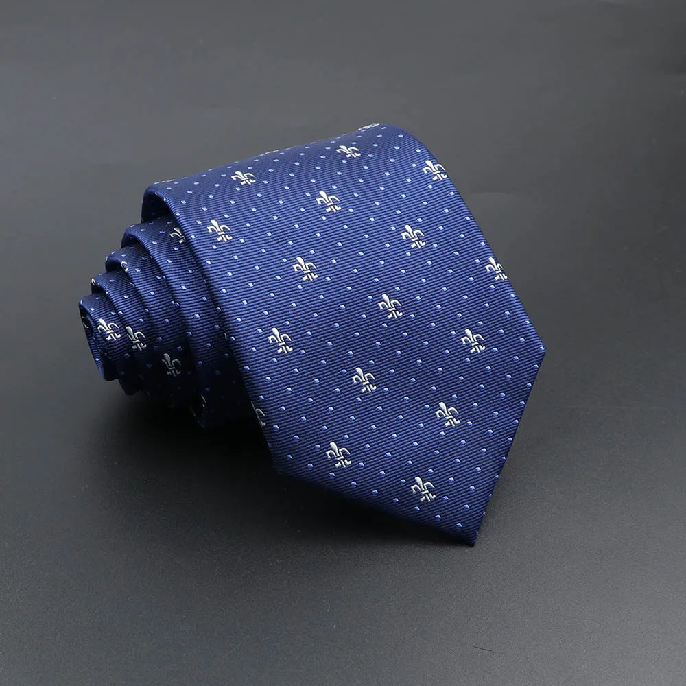 Men's Fashion Tie 8cm Blue Necktie Classic Plaid Striped Neck Tie Paisley Floral Neckties Daily Wear Cravat Wedding Party Gift