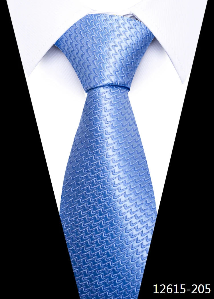 8 cm Tie Men Gravatas Classic Many Color Newest design Silk Necktie Shirt Accessories Striped Sky Blue Man's Office