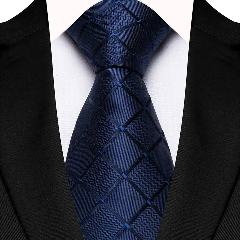Luxury 8CM Mens Necktie Plaid & Checks Ties For Man Groom Groomsman Jacquard Woven Ascot Formal Business Party Accessories