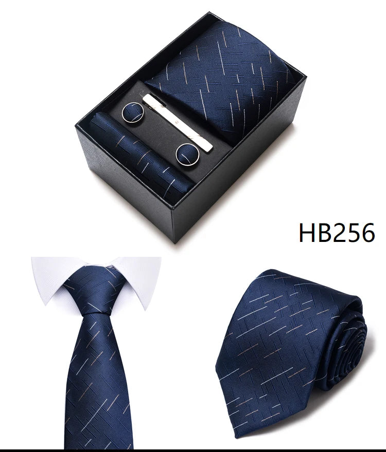 Mix Colors Wholesale 2023 New Style Wedding Gift Tie Pocket Squares Set Necktie Box Men Fit Wedding Blue Paisley