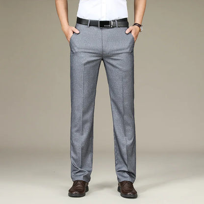 Spring Summer Suit Trousers For Men Straight flat linen Black Suit Pants Men Business Formal  Dress Pants Men Big Size 28-44 46