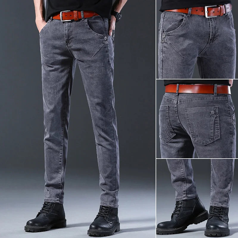 2024 New Men Spring and Autumn Korean Version Comfort Men Stretch Youth Slim Fashion  Skinny Jeans Pants Designer Clothes