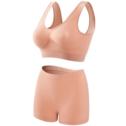Seamless Bra Set Women Low Waist Underwear Female Tanks Bra Top Sexy Boyshort Panties Girls Casual Sports Lingerie Set Intimates