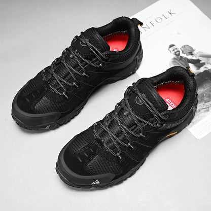 HIKEUP Men's Hiking Shoes Suede Leather Outdoor Shoes Wear-resistant Men Trekking Walking Hunting Tactical Sneakers