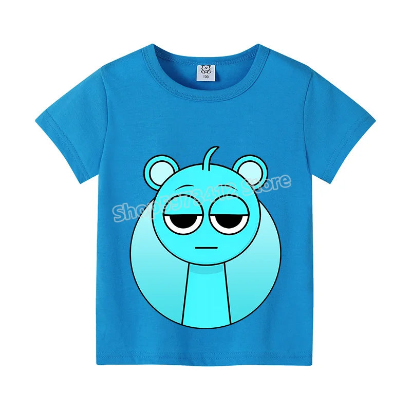 Sprunki Kids T-shirt Summer Children Incredibox Game Cotton Short Sleeve Top Boy Anime Fashion Cute Tee Girl Casual Clothes Gift